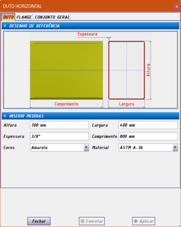 Duto Paramétrico Horizontal ou Vertical - Quadrado ou Retangular - Imagem 2